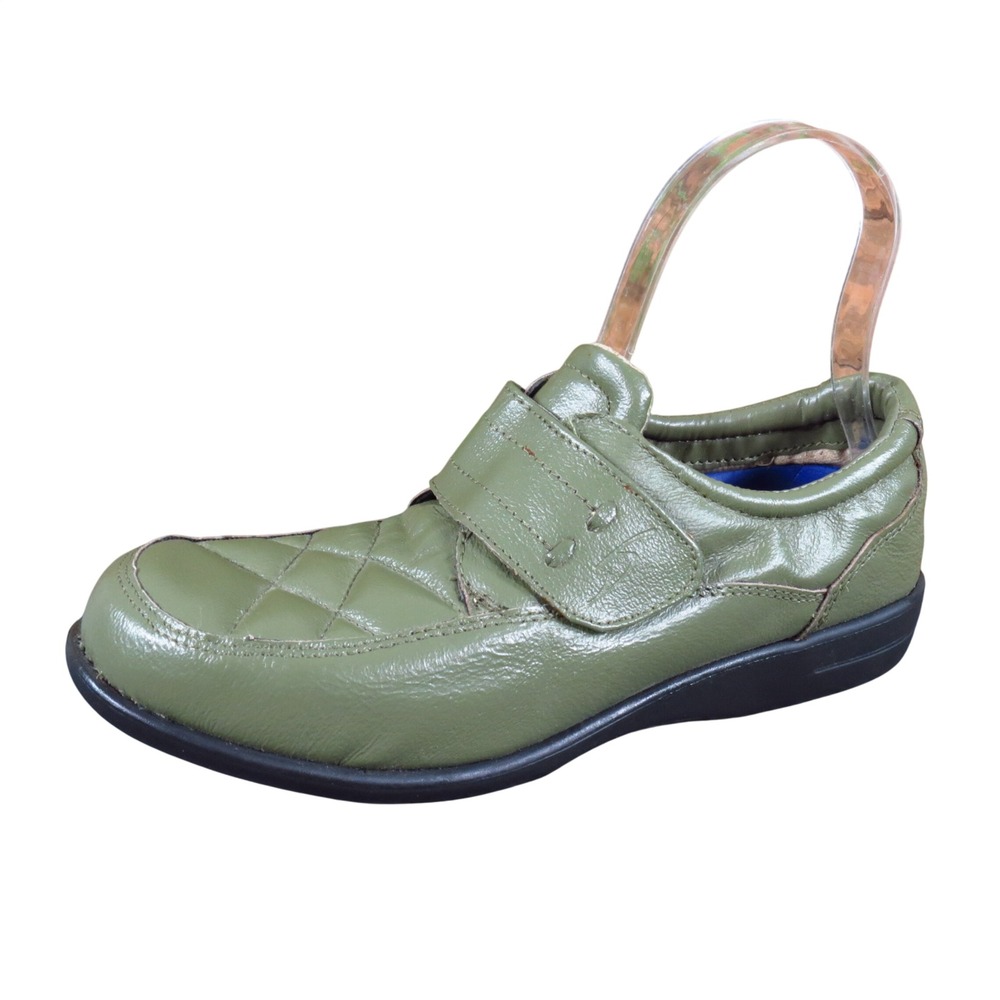 Dr. Scholl's E68-9A Women Loafer Size 8M Walking Shoe Olive Green Leather